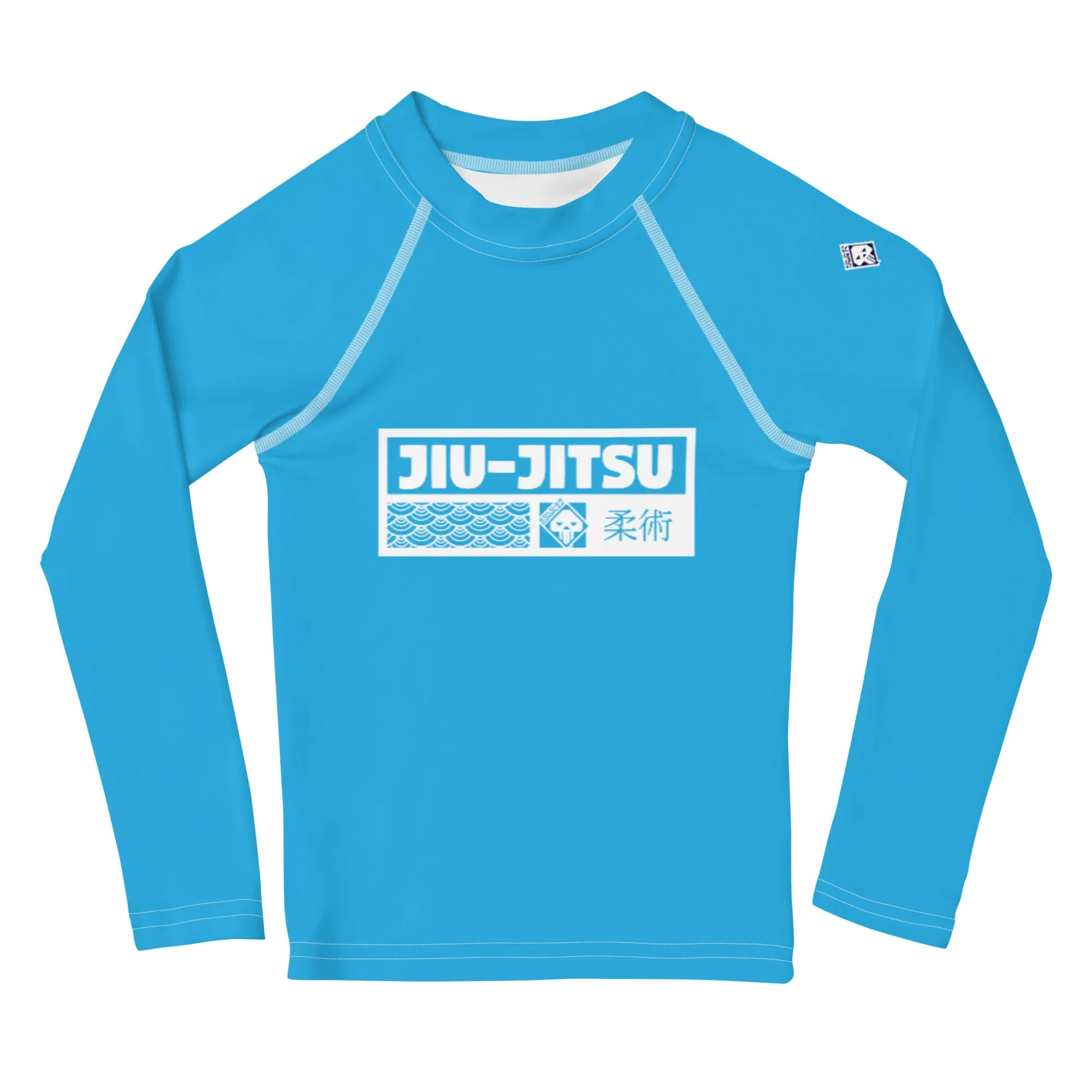 Kid's Girls Long Sleeve BJJ Rash Guard Jiu-Jitsu 005 - Cyan