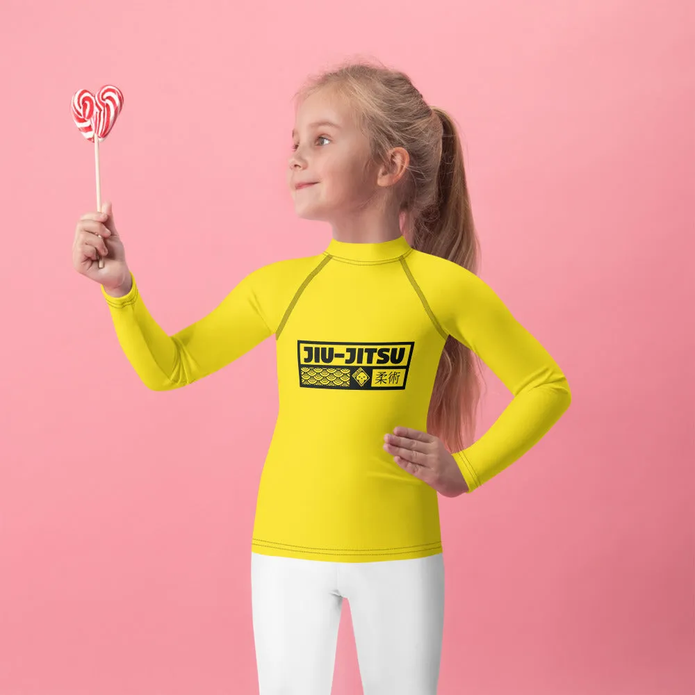 Kid's Girls Long Sleeve BJJ Rash Guard Jiu-Jitsu 017 - Golden Sun