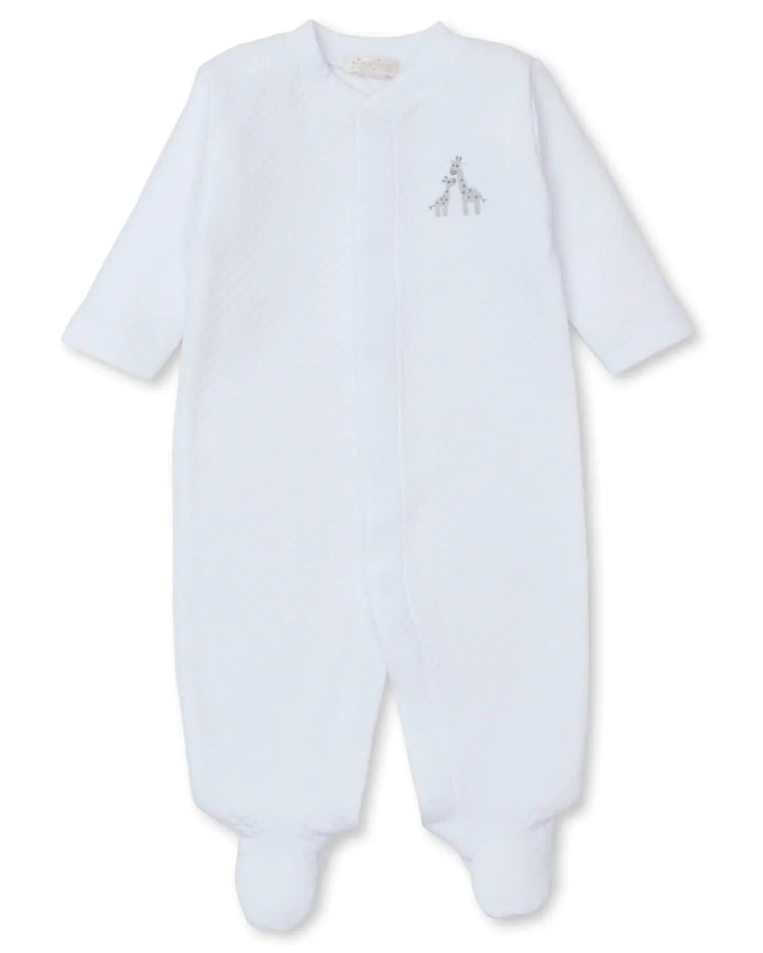 Kissy Kissy Jacquard Snap Footie in White Giraffe Glee