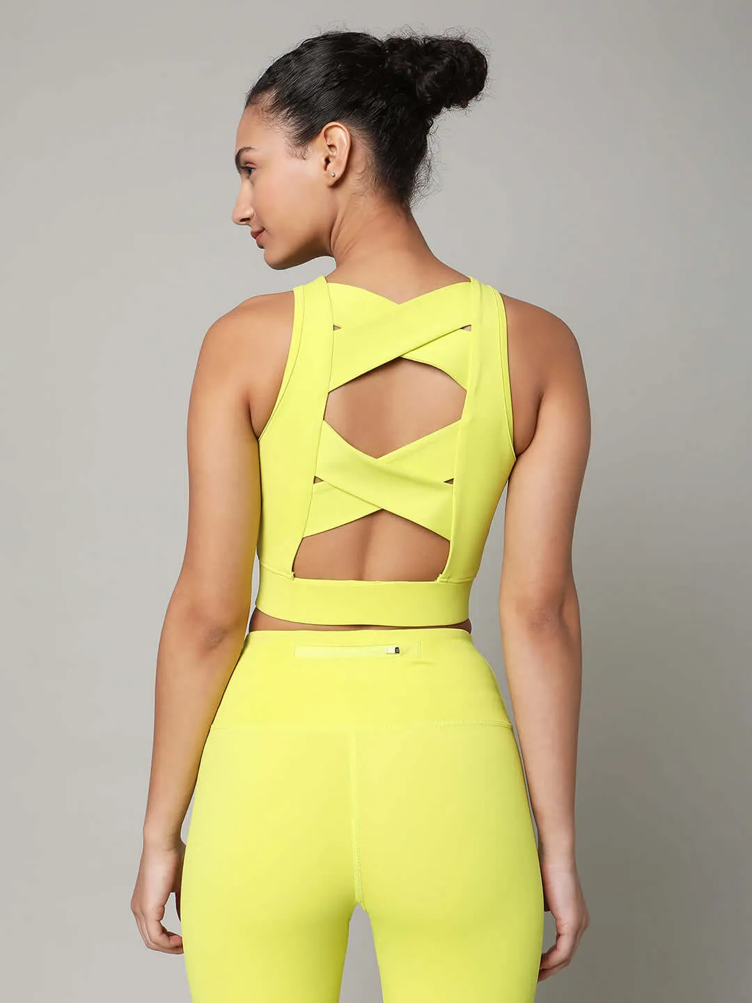 Lime Cross back Crop Top & 7/8 Leggings