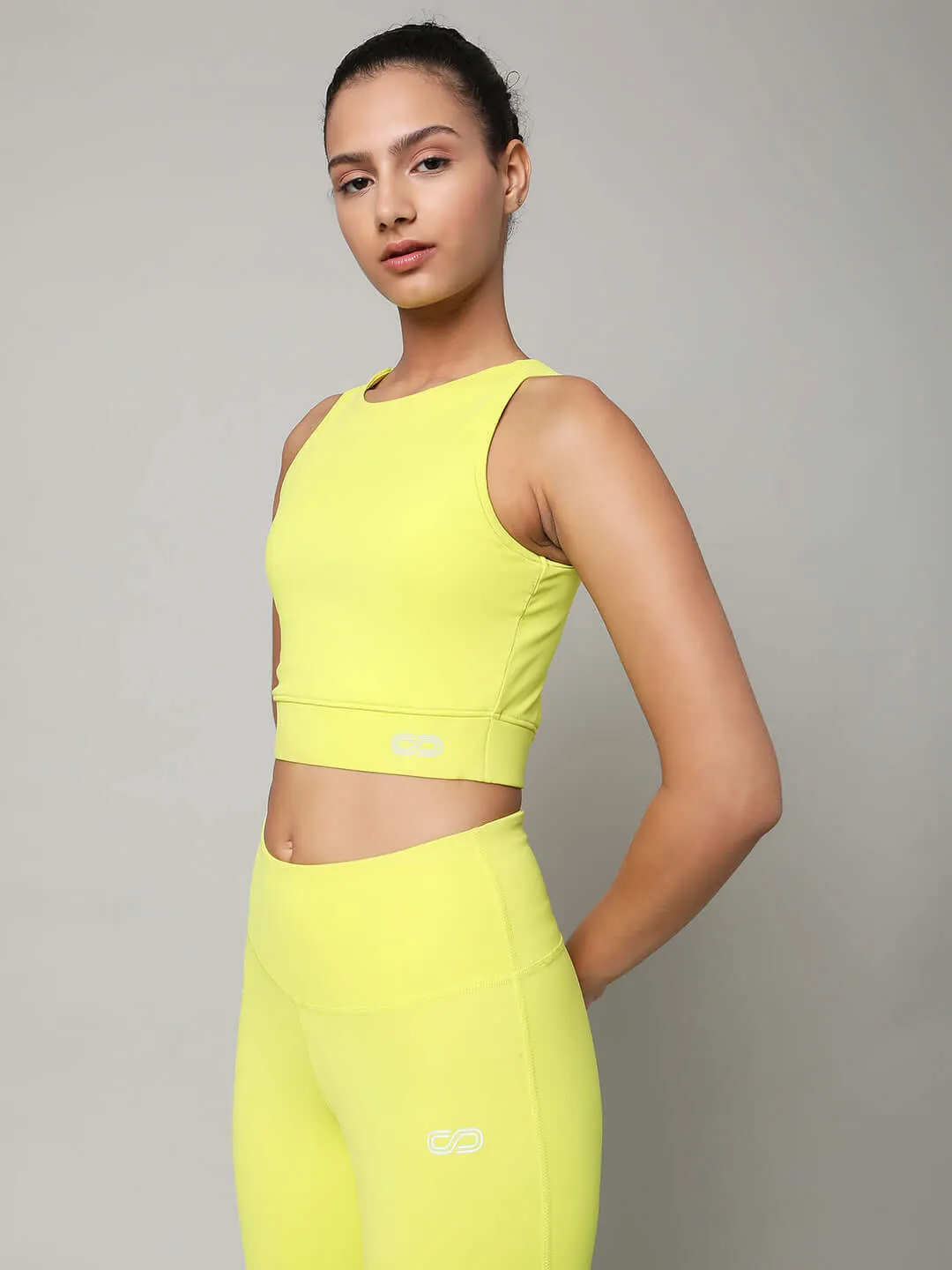 Lime Cross back Crop Top & 7/8 Leggings