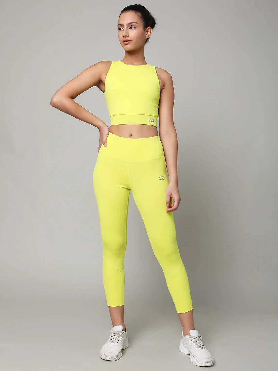 Lime Cross back Crop Top & 7/8 Leggings