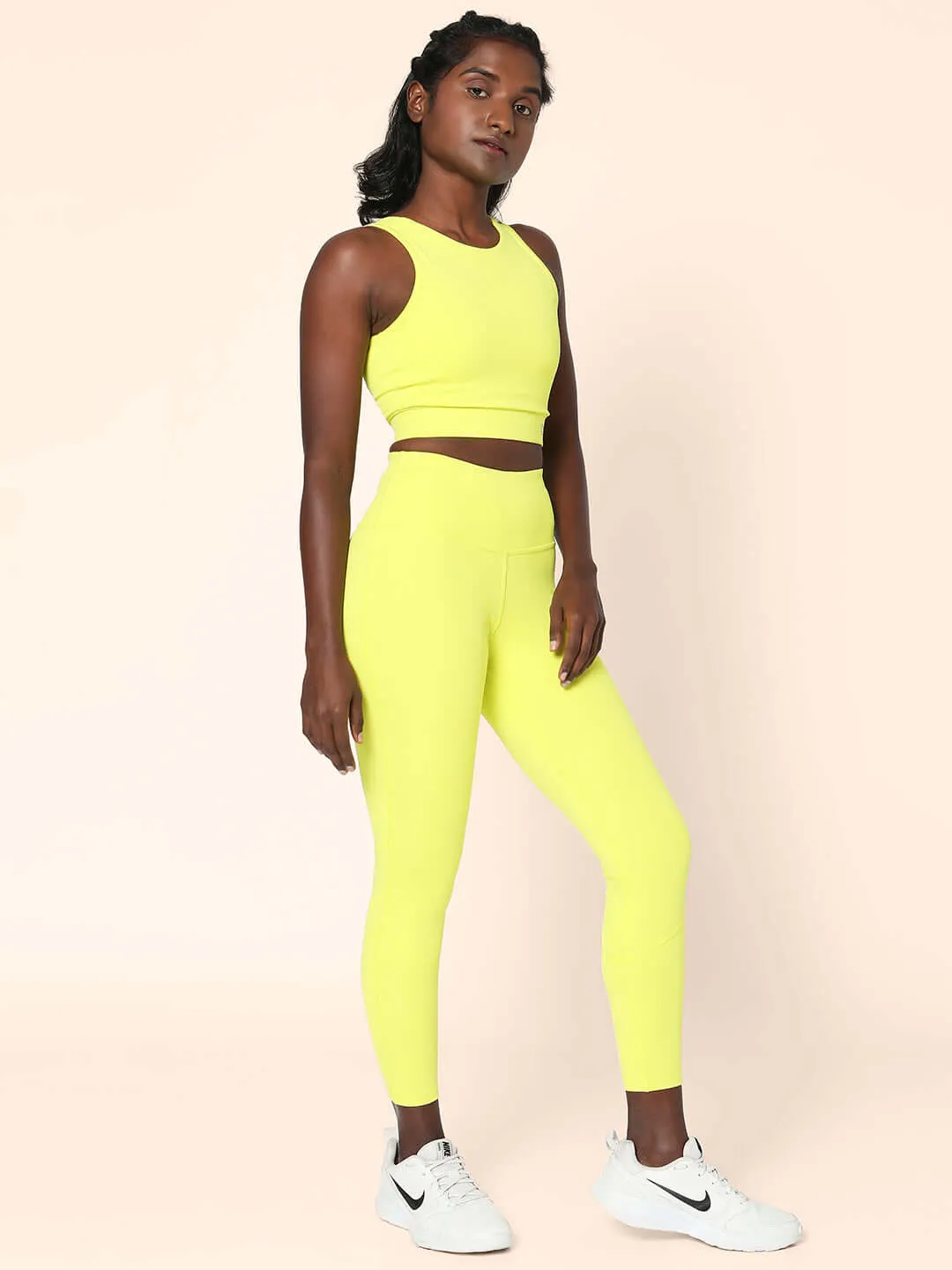 Lime Cross back Crop Top & 7/8 Leggings