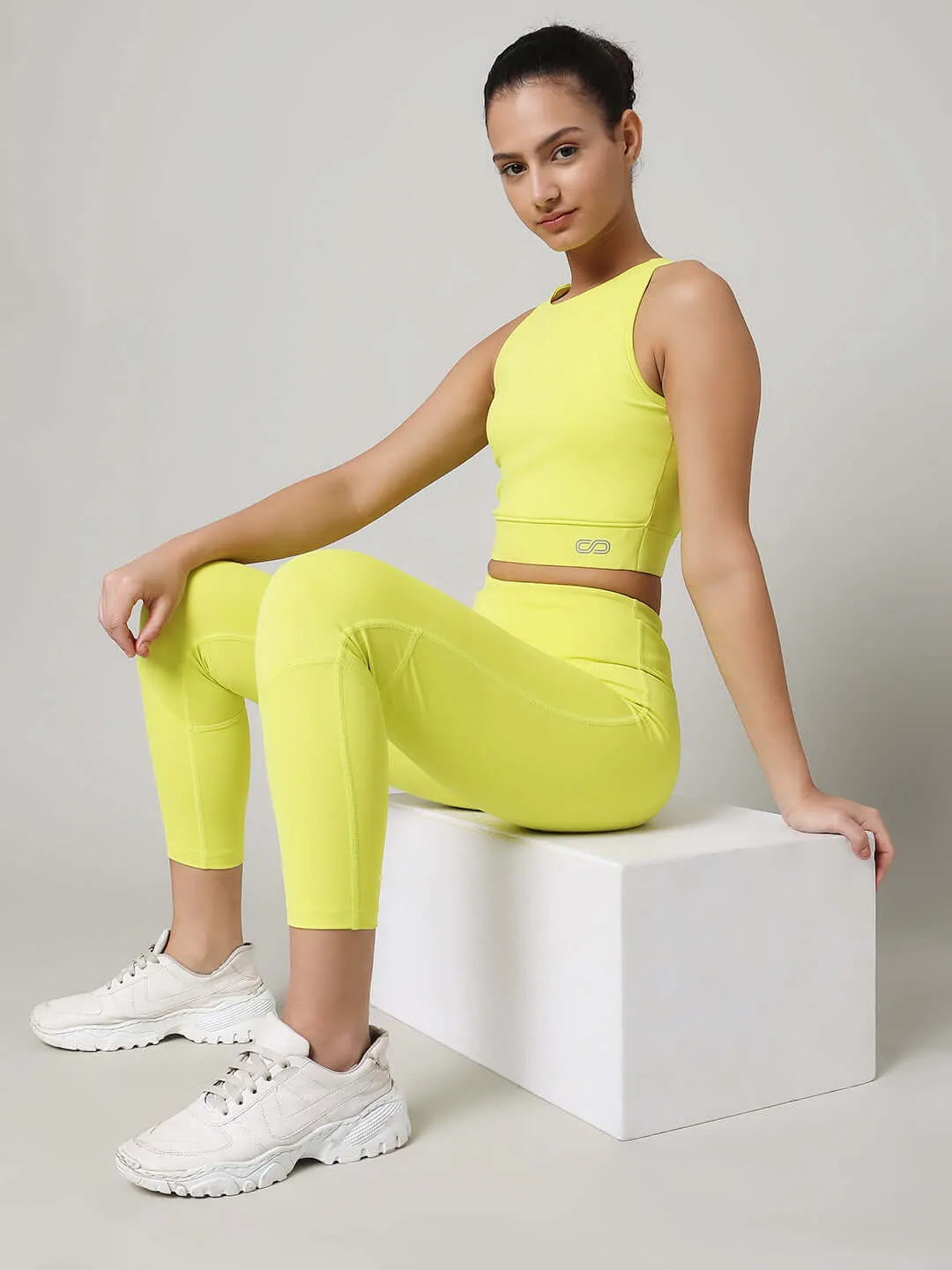 Lime Cross back Crop Top & 7/8 Leggings