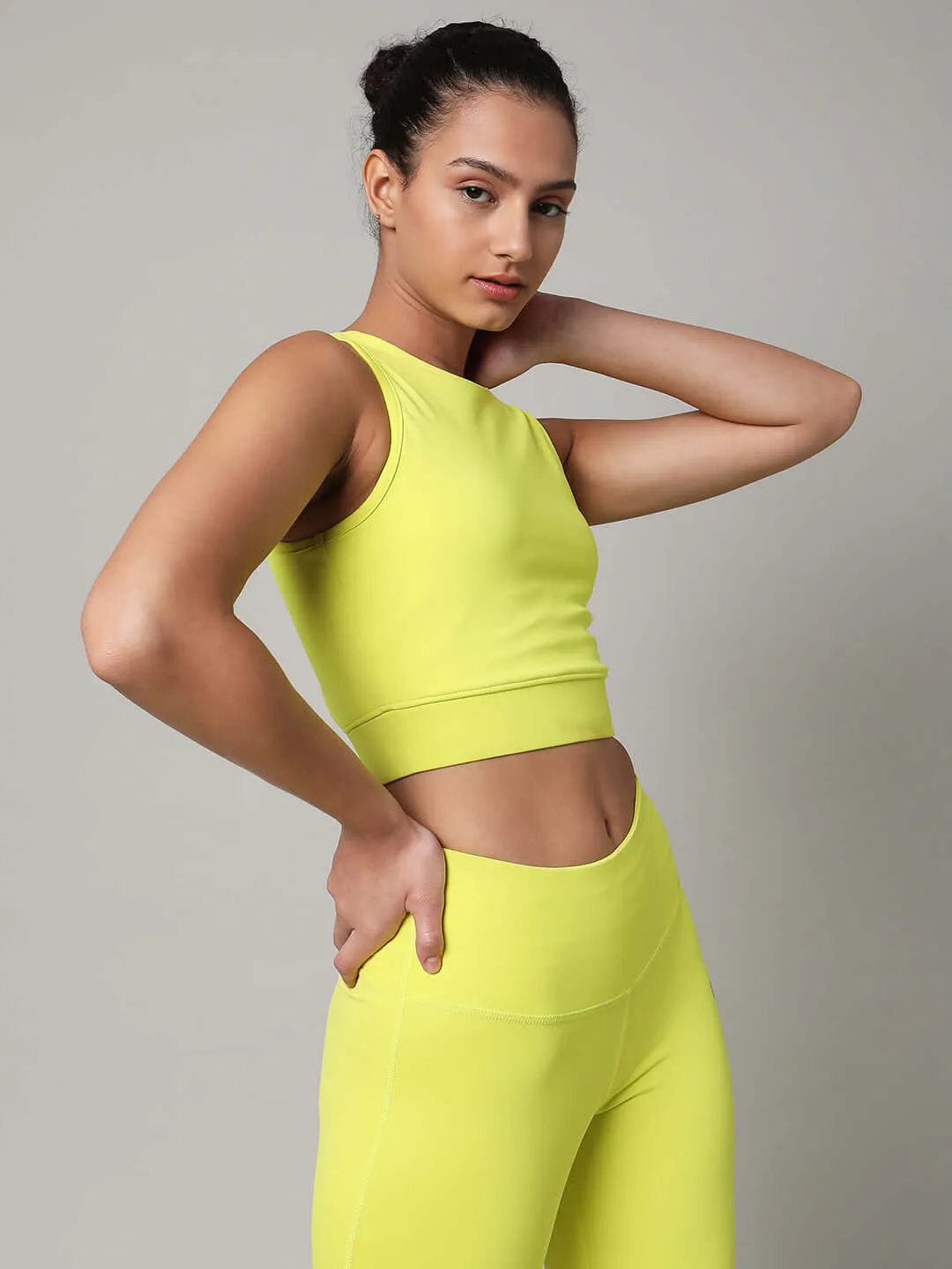 Lime Cross back Crop Top & 7/8 Leggings