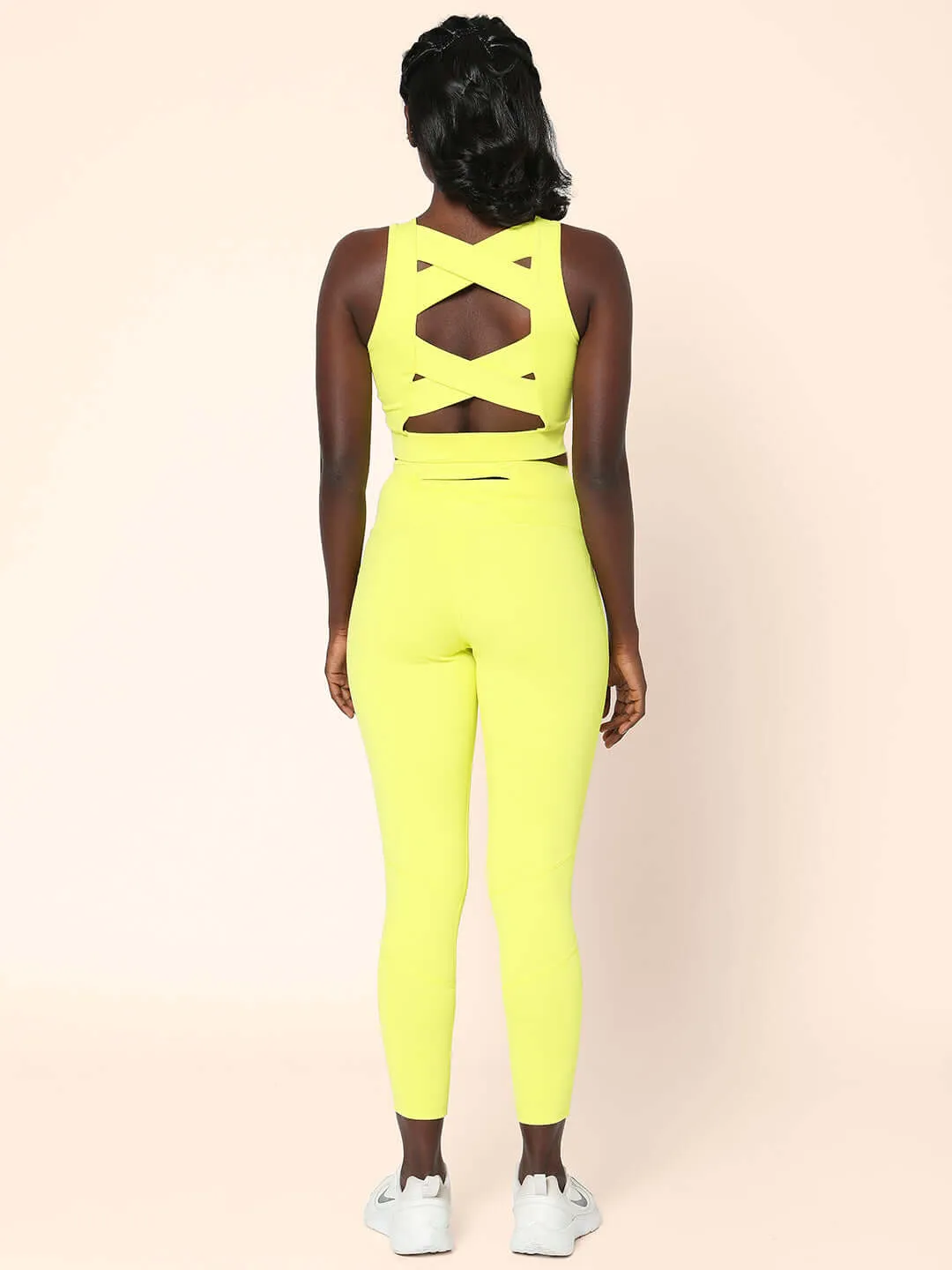 Lime Cross back Crop Top & 7/8 Leggings