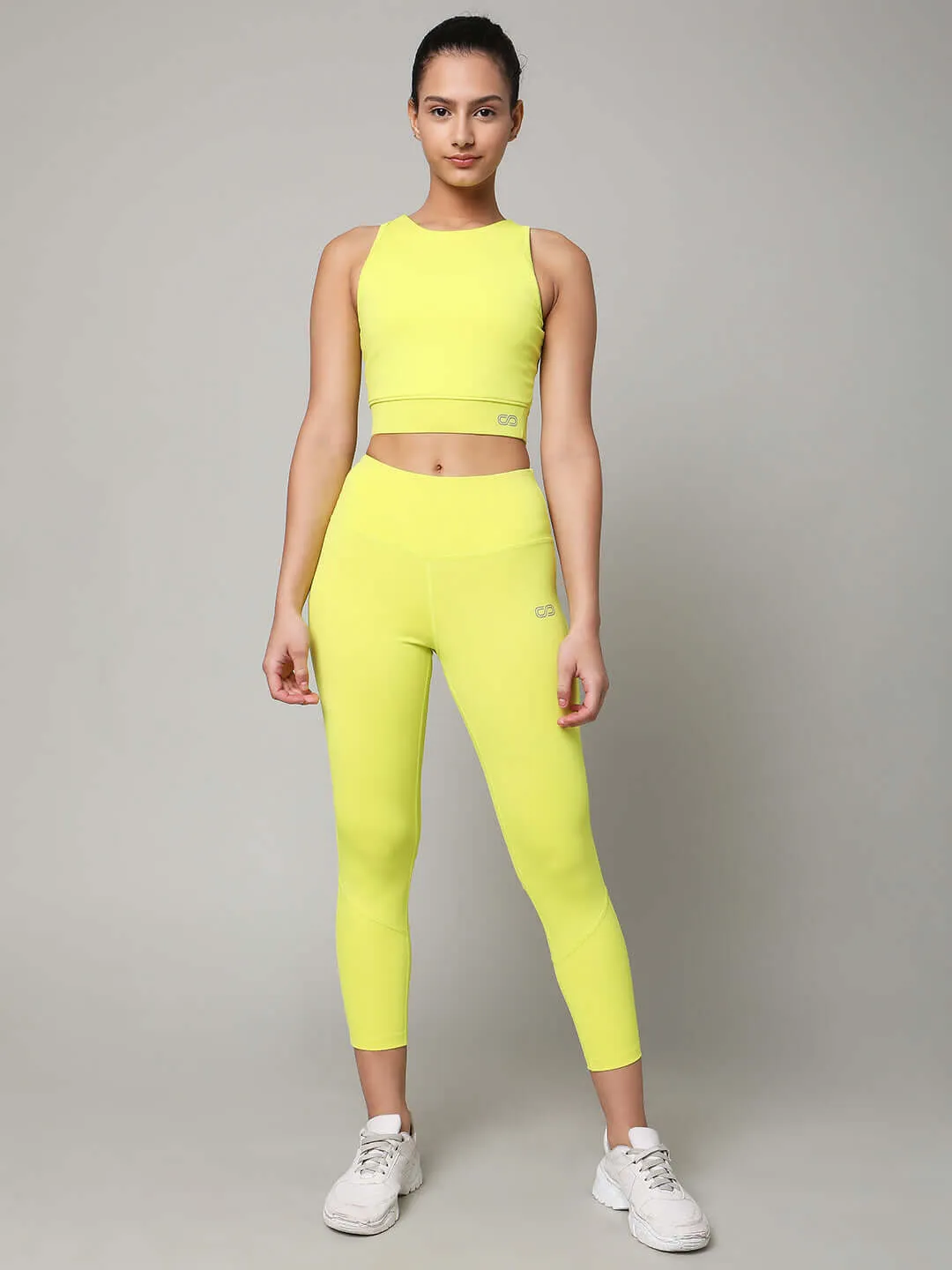 Lime Cross back Crop Top & 7/8 Leggings