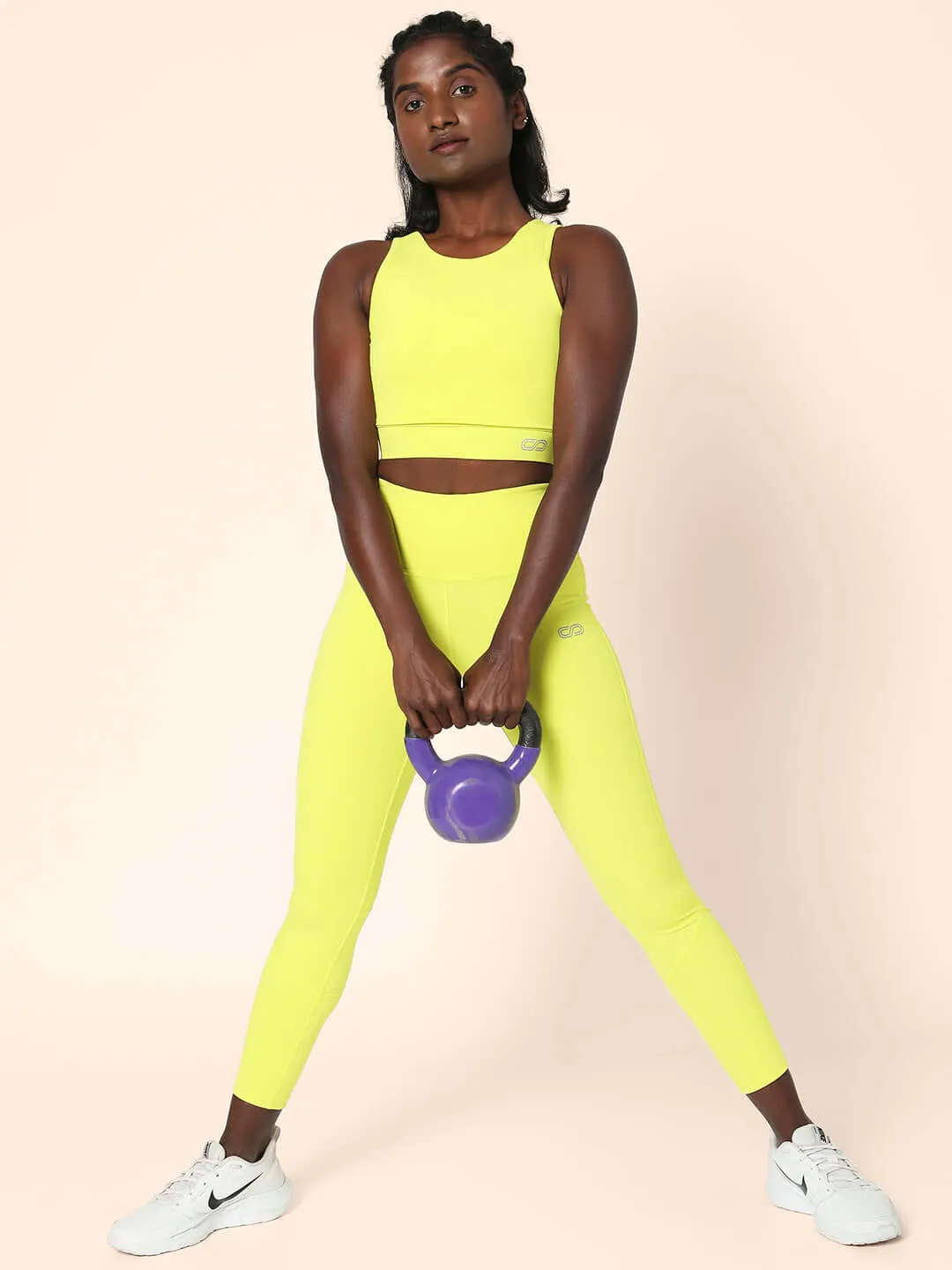 Lime Cross back Crop Top & 7/8 Leggings