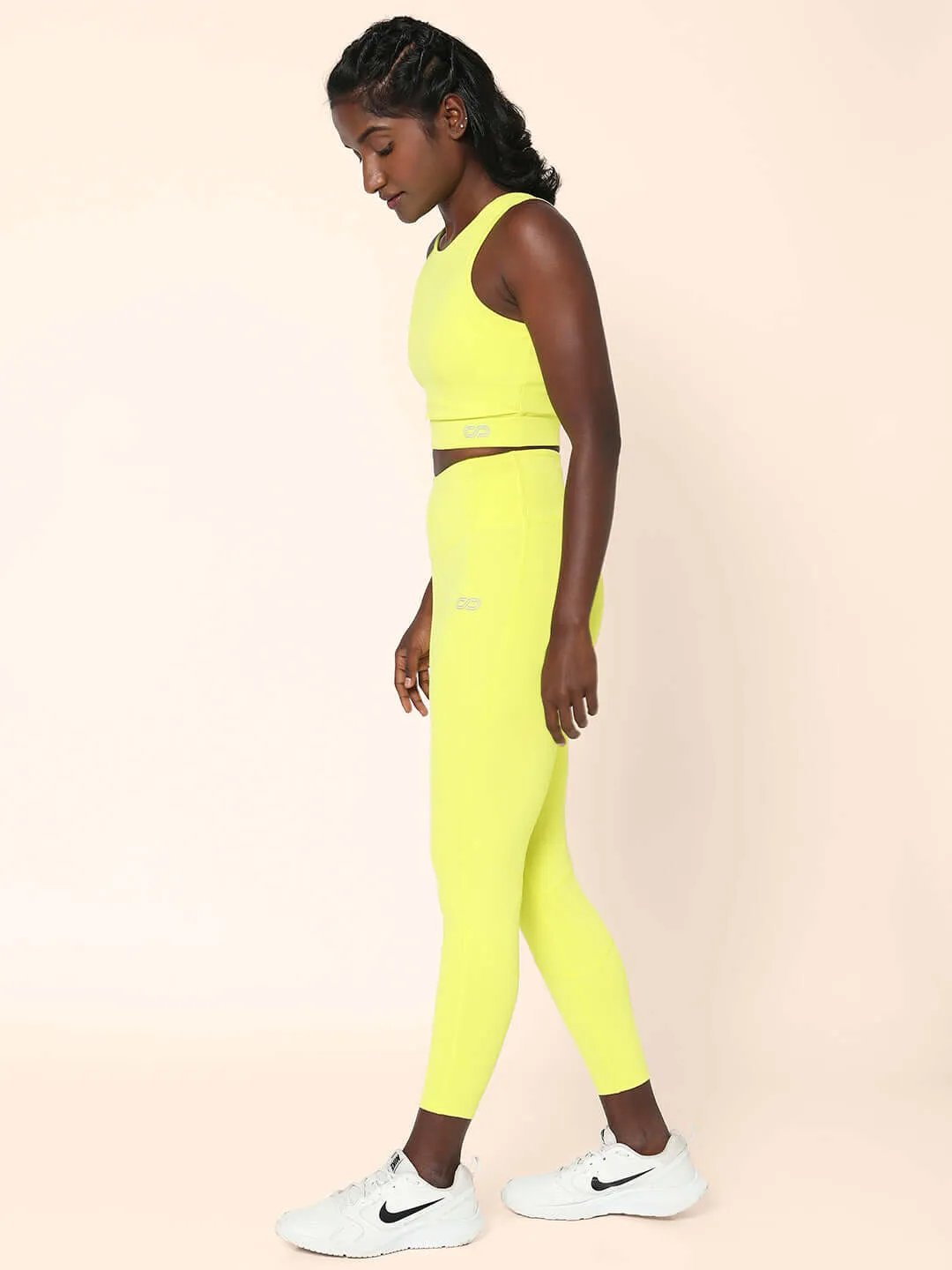 Lime Cross back Crop Top & 7/8 Leggings