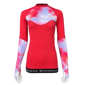 Long Sleeve Rash Guard for Women UPF 50  | Active - Red