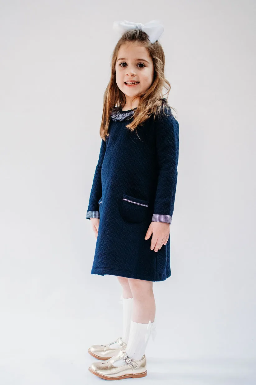 Maddie & Connor Quilted Dress in Navy