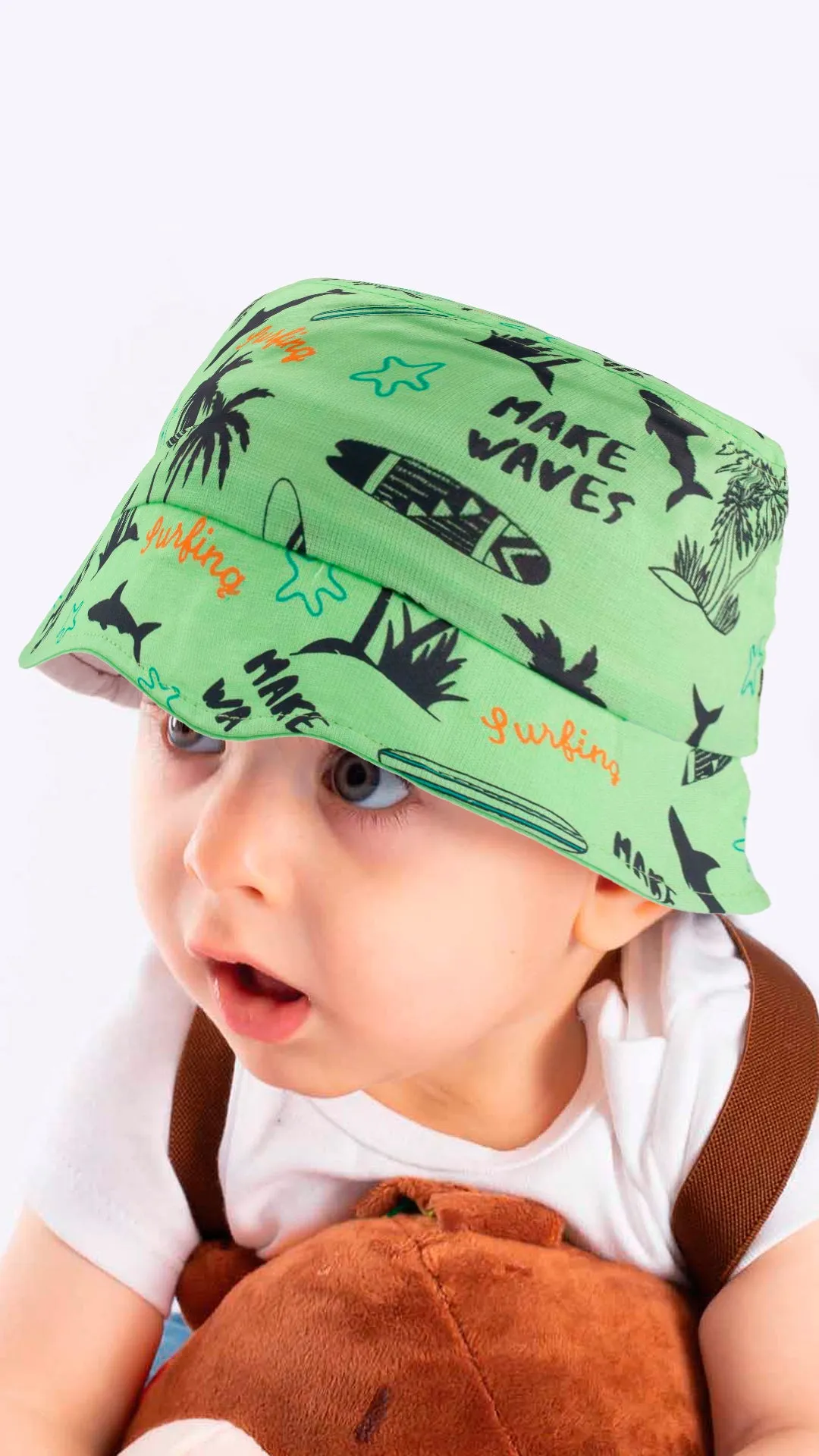 Make Waves Surfing Coconut Tree Beach - Baby Fedora Hat 1-3 Years