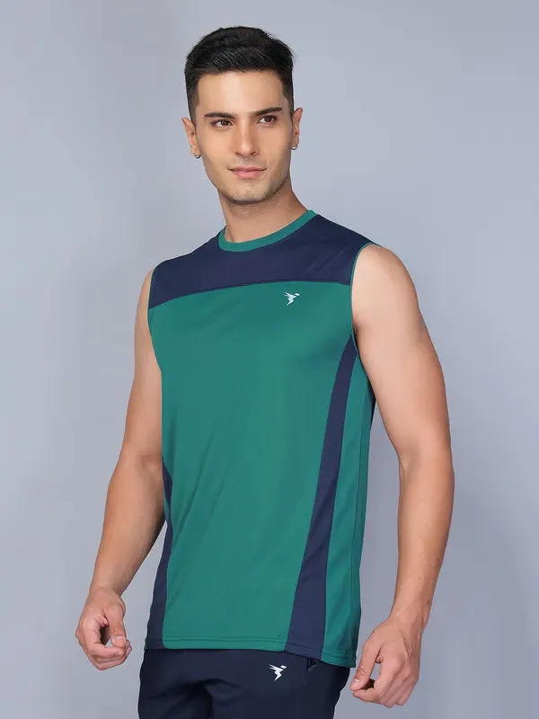 Men Colorblock Slim Fit Crew Neck Innerwear Vest with TECHNO COOL