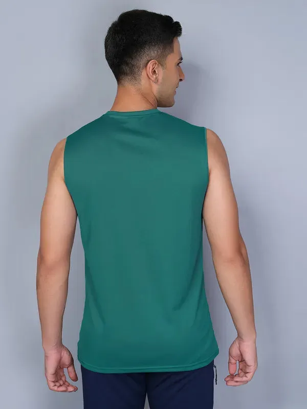 Men Colorblock Slim Fit Crew Neck Innerwear Vest with TECHNO COOL