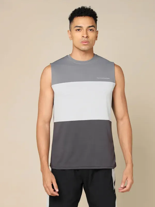 Men Colorblock Slim Fit Crew Neck Innerwear Vest with TECHNO COOL 