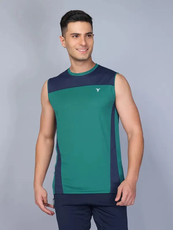 Men Colorblock Slim Fit Crew Neck Innerwear Vest with TECHNO COOL