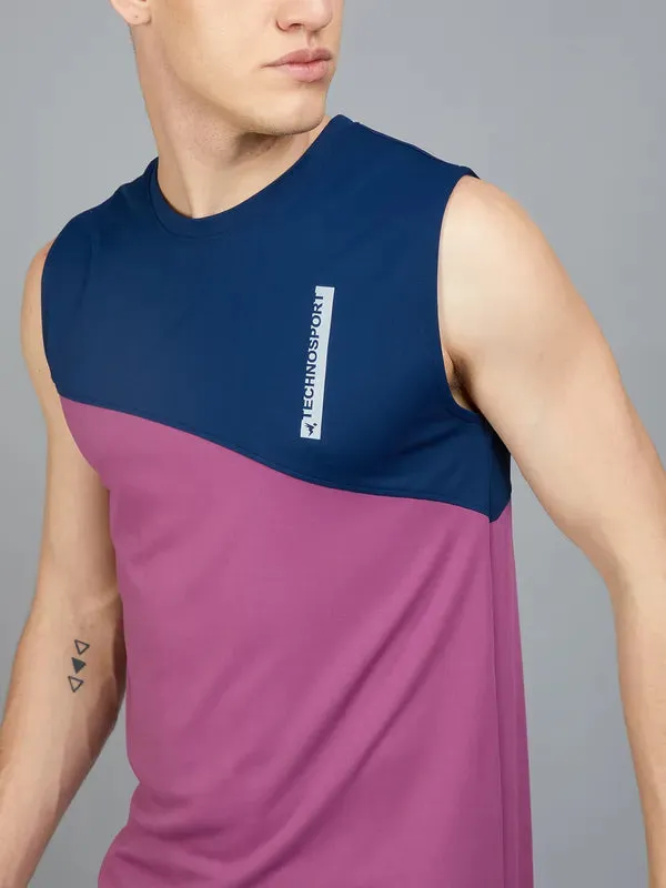 Men Colorblock Slim Fit Crew Neck Innerwear Vest with TECHNO COOL 