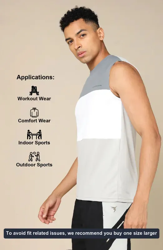 Men Colorblock Slim Fit Crew Neck Innerwear Vest with TECHNO COOL 