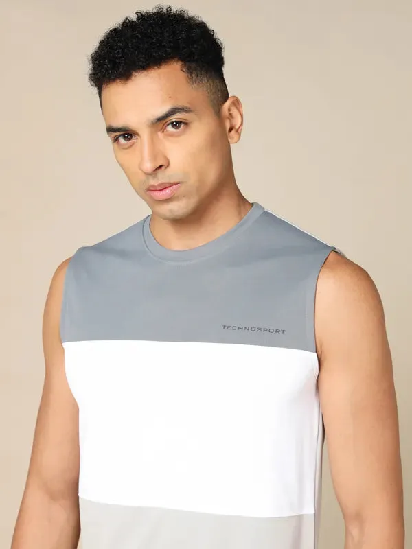 Men Colorblock Slim Fit Crew Neck Innerwear Vest with TECHNO COOL 