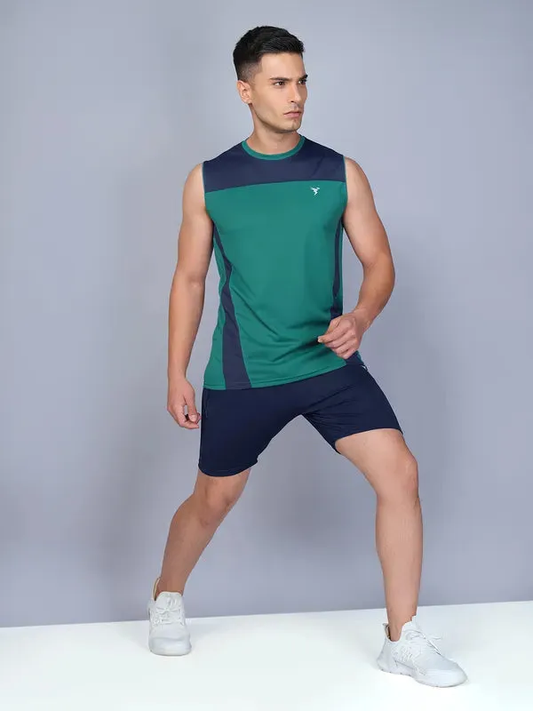 Men Colorblock Slim Fit Crew Neck Innerwear Vest with TECHNO COOL