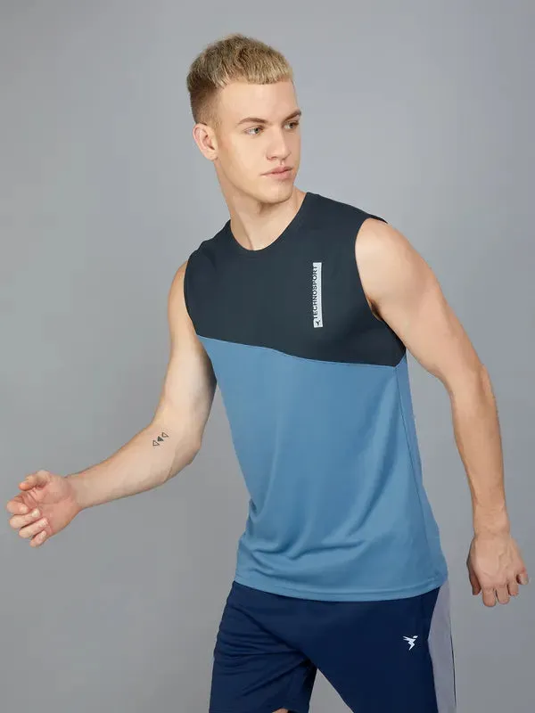 Men Colorblock Slim Fit Crew Neck Innerwear Vest with TECHNO COOL 