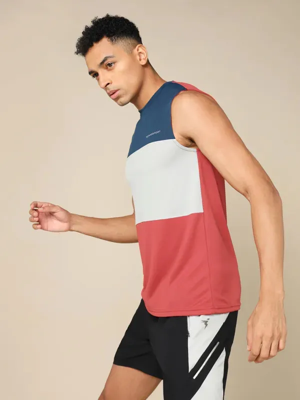 Men Colorblock Slim Fit Crew Neck Innerwear Vest with TECHNO COOL 