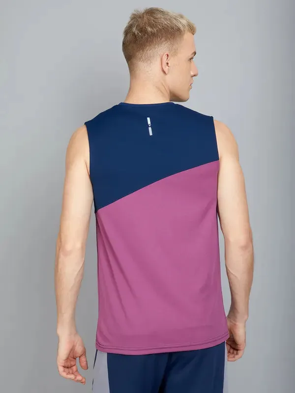 Men Colorblock Slim Fit Crew Neck Innerwear Vest with TECHNO COOL 