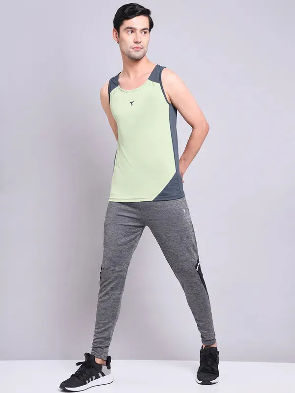 Men Colorblock Slim Fit Scoop Neck Innerwear Vest with TECHNO COOL 