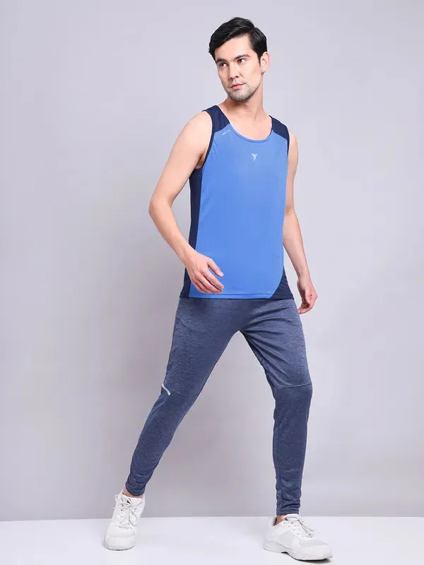 Men Colorblock Slim Fit Scoop Neck Innerwear Vest with TECHNO COOL 