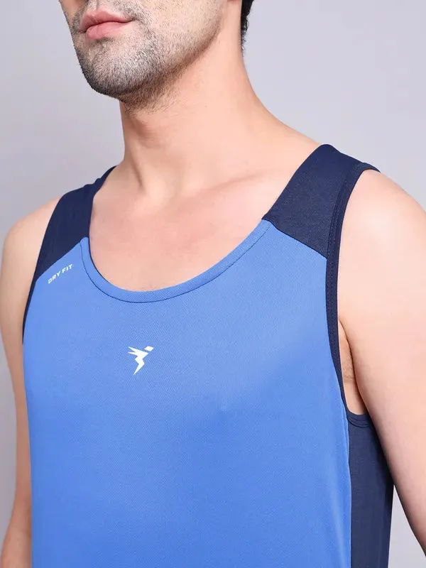 Men Colorblock Slim Fit Scoop Neck Innerwear Vest with TECHNO COOL 