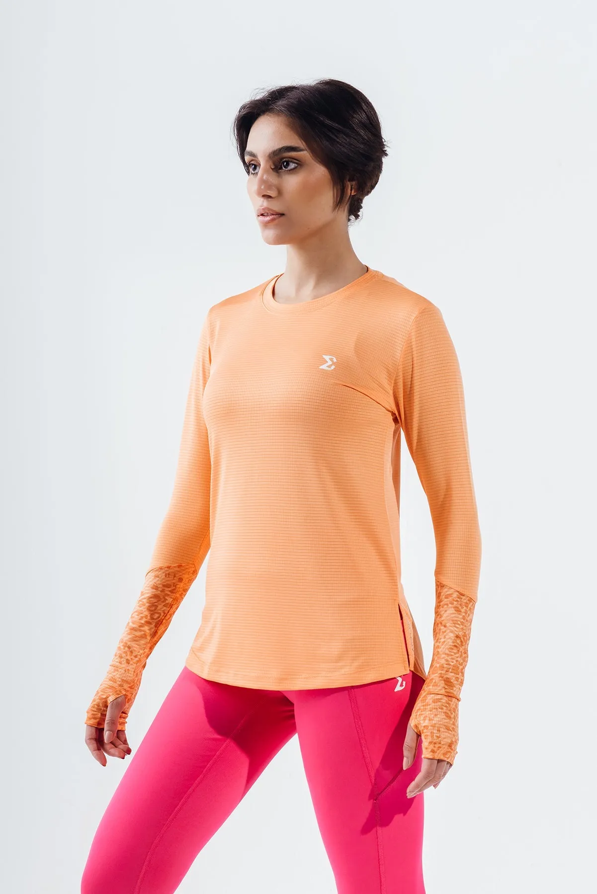 Mock Orange Basic Women Long Sleeve