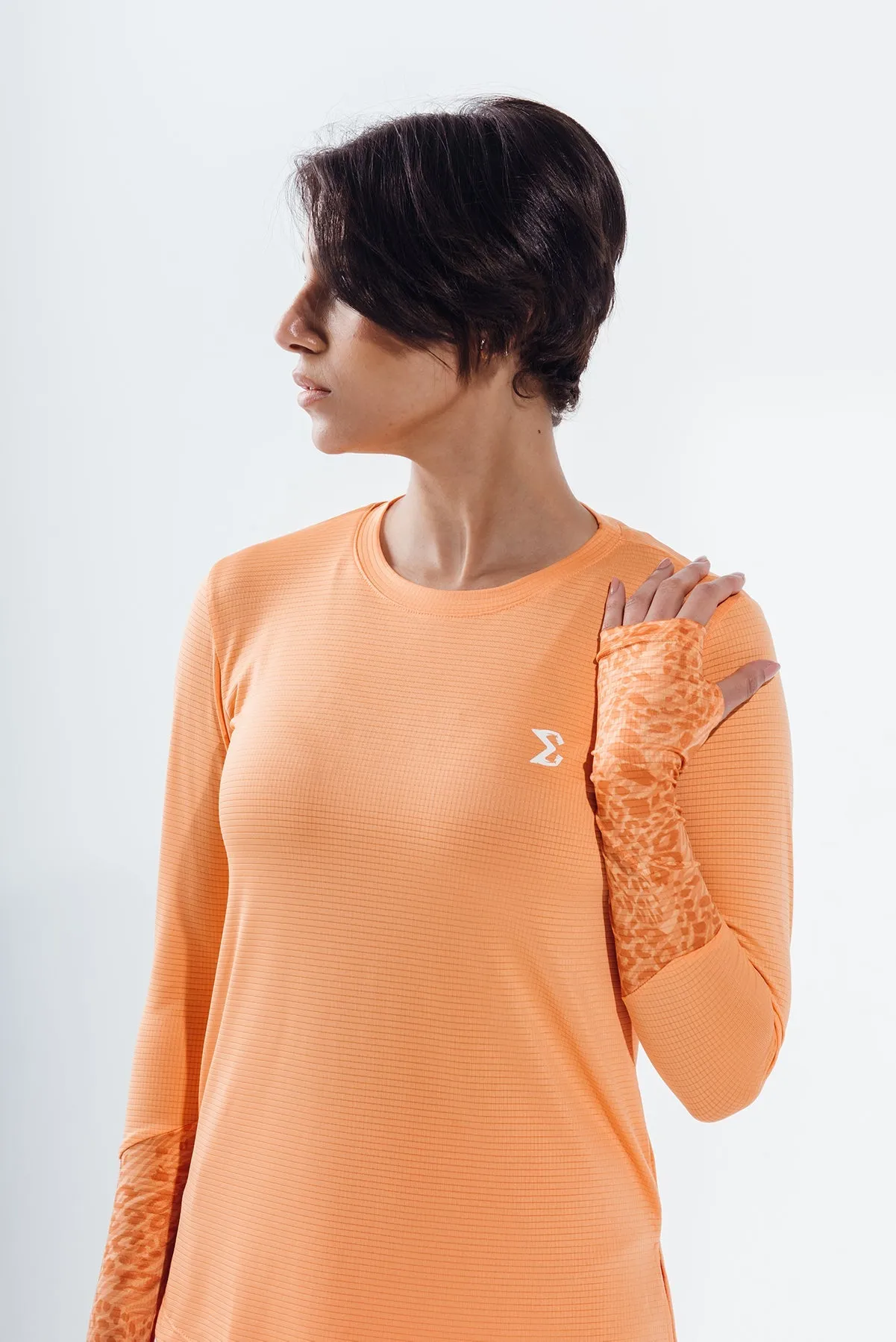 Mock Orange Basic Women Long Sleeve