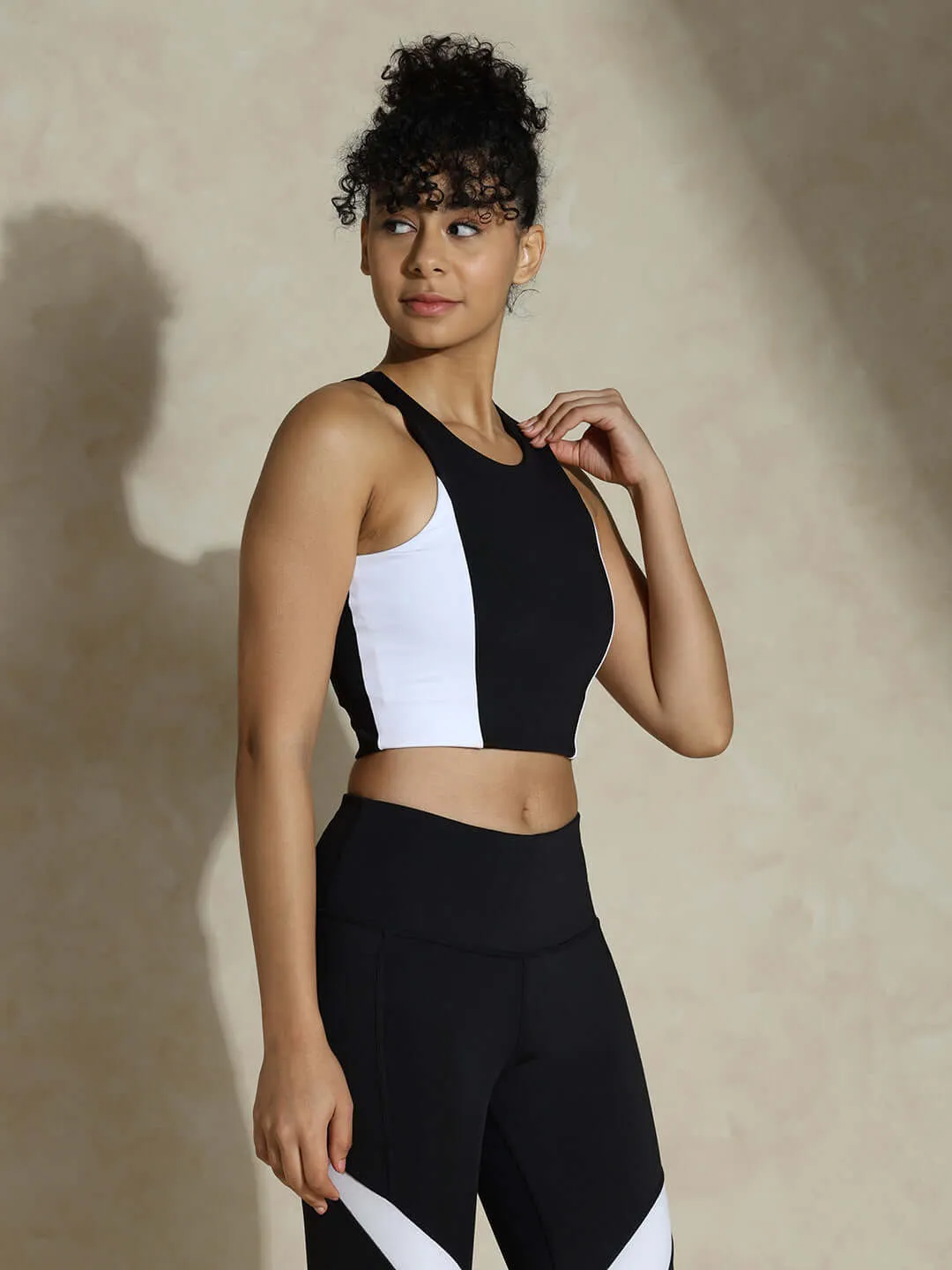 Monochrome Crop Top Black & White with Ultra Block Leggings