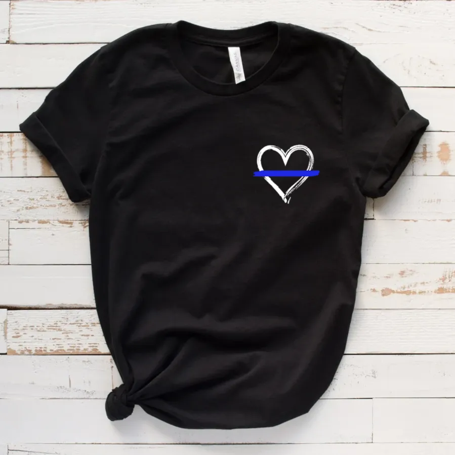 Paint Stroke Thin Blue Line Heart Unisex T-shirt