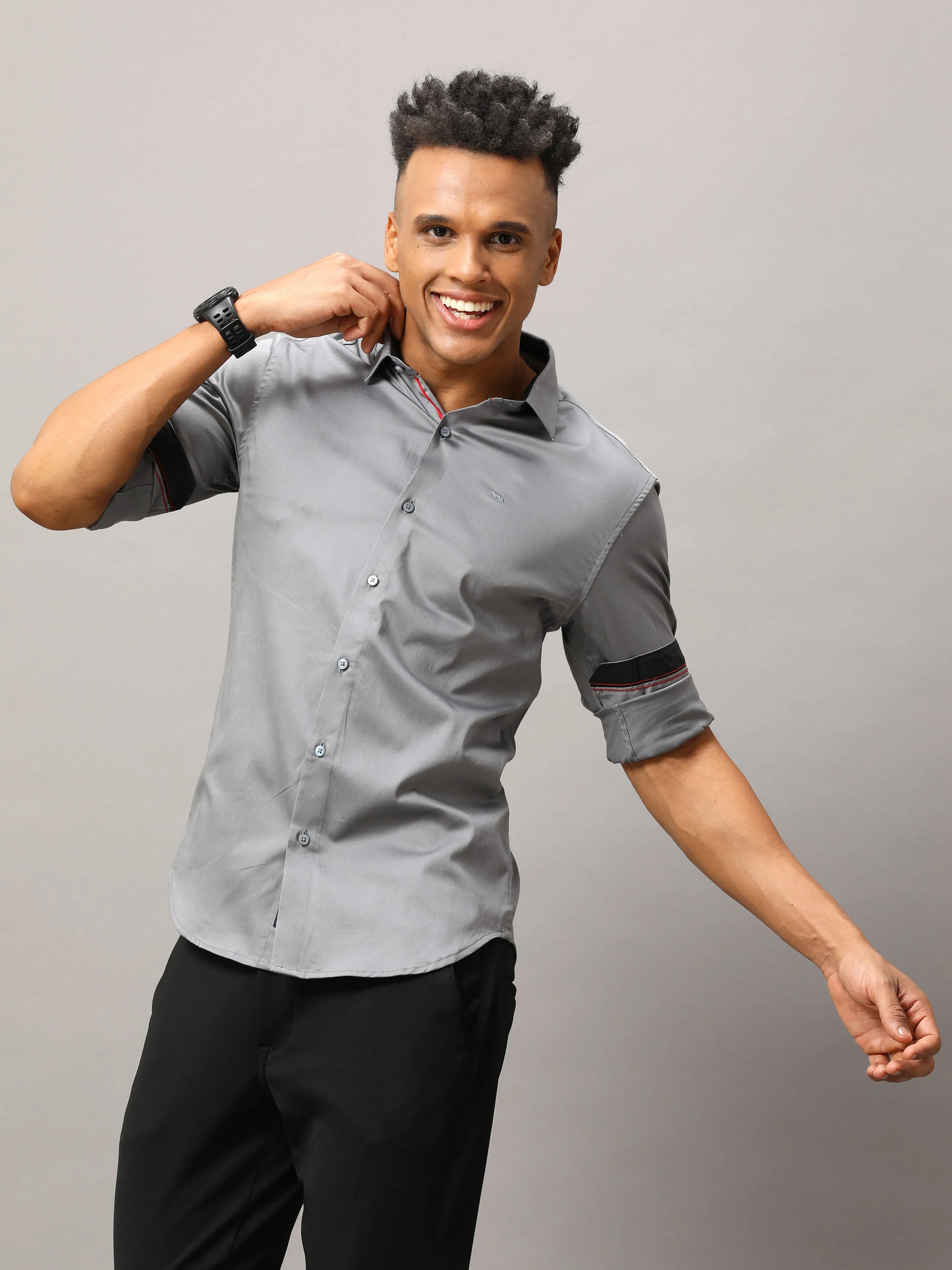 Plain Grey Shirt Full Sleeve