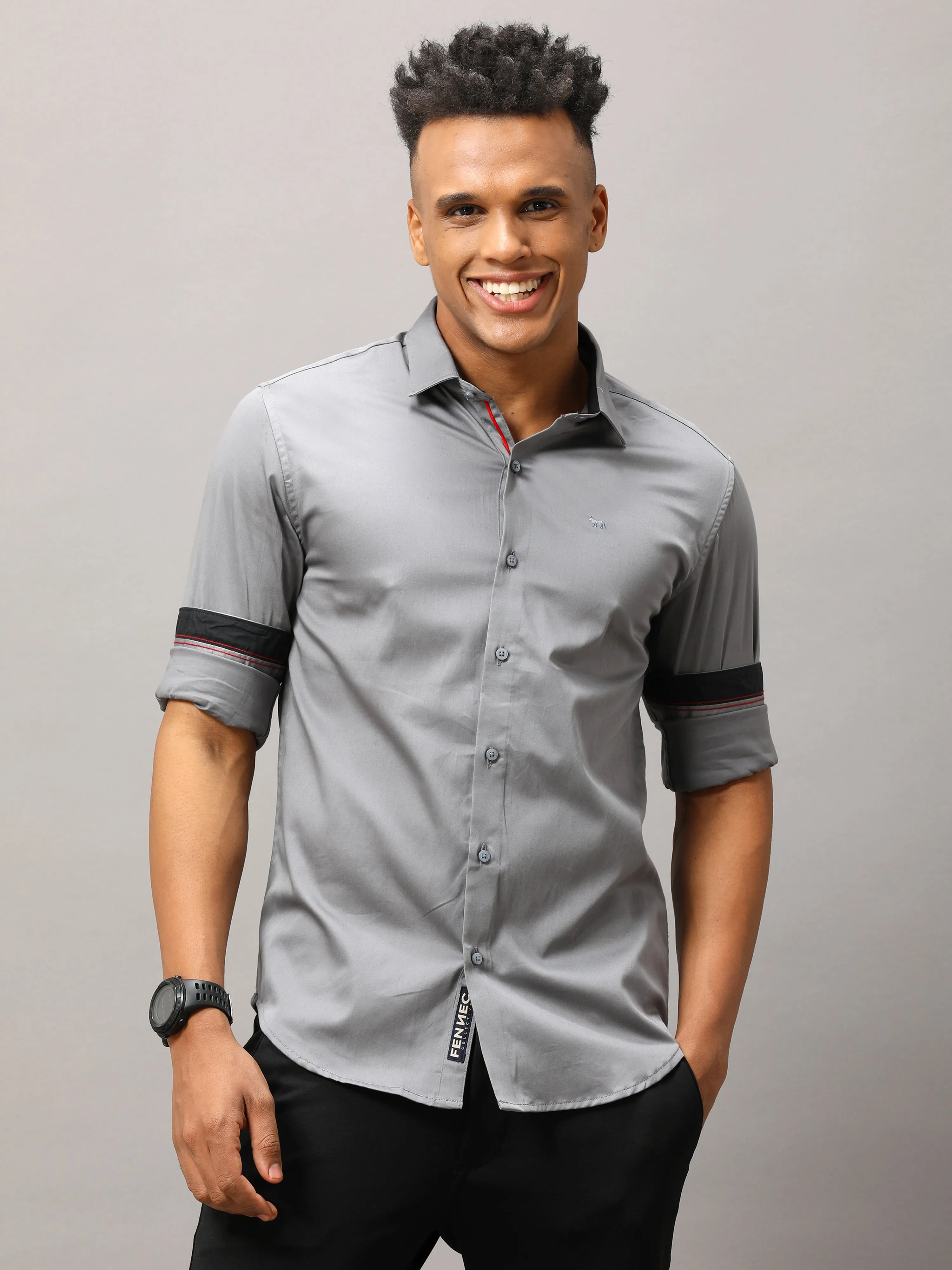 Plain Grey Shirt Full Sleeve