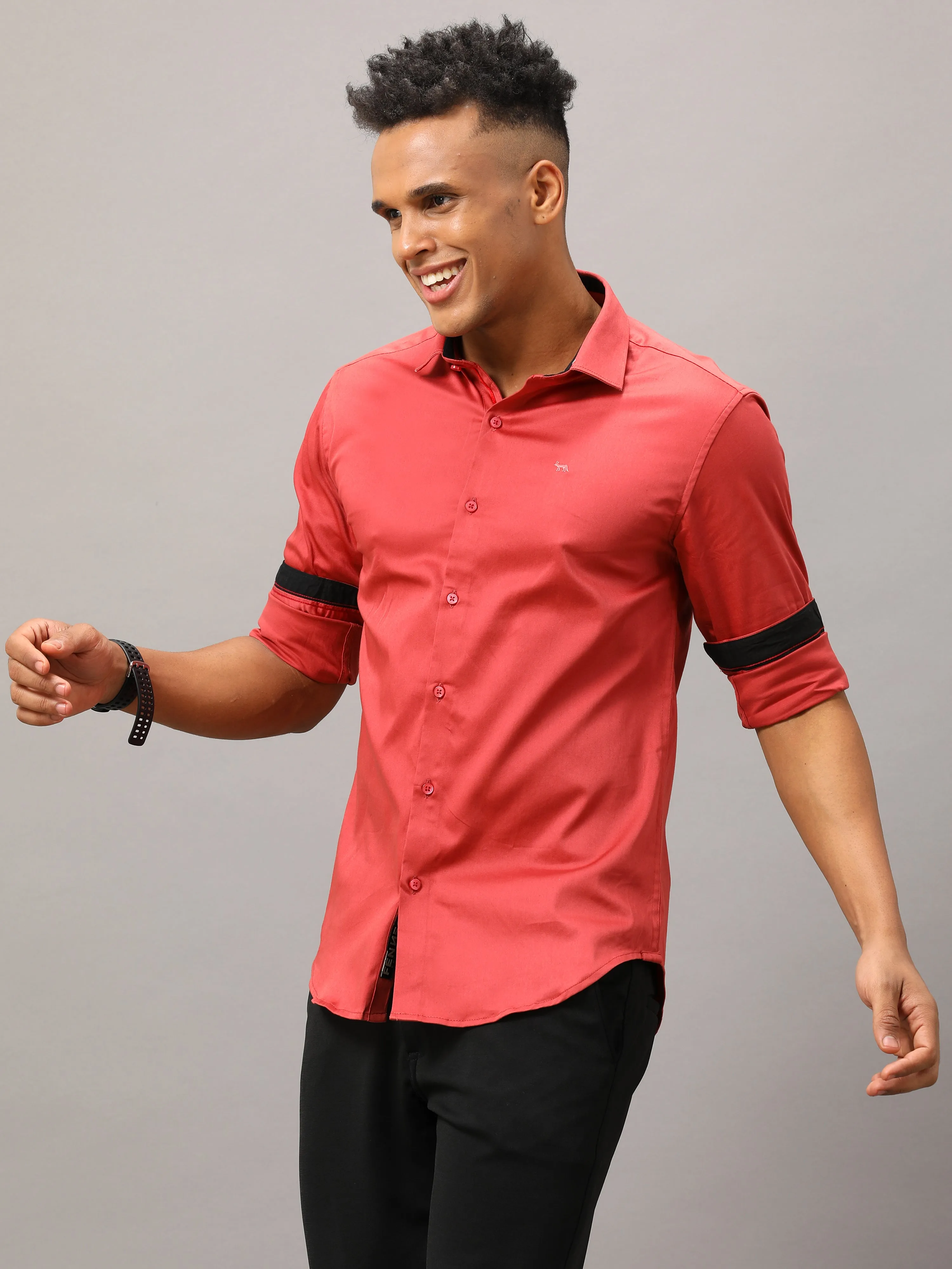 Plain Red Shirt Full Sleeve