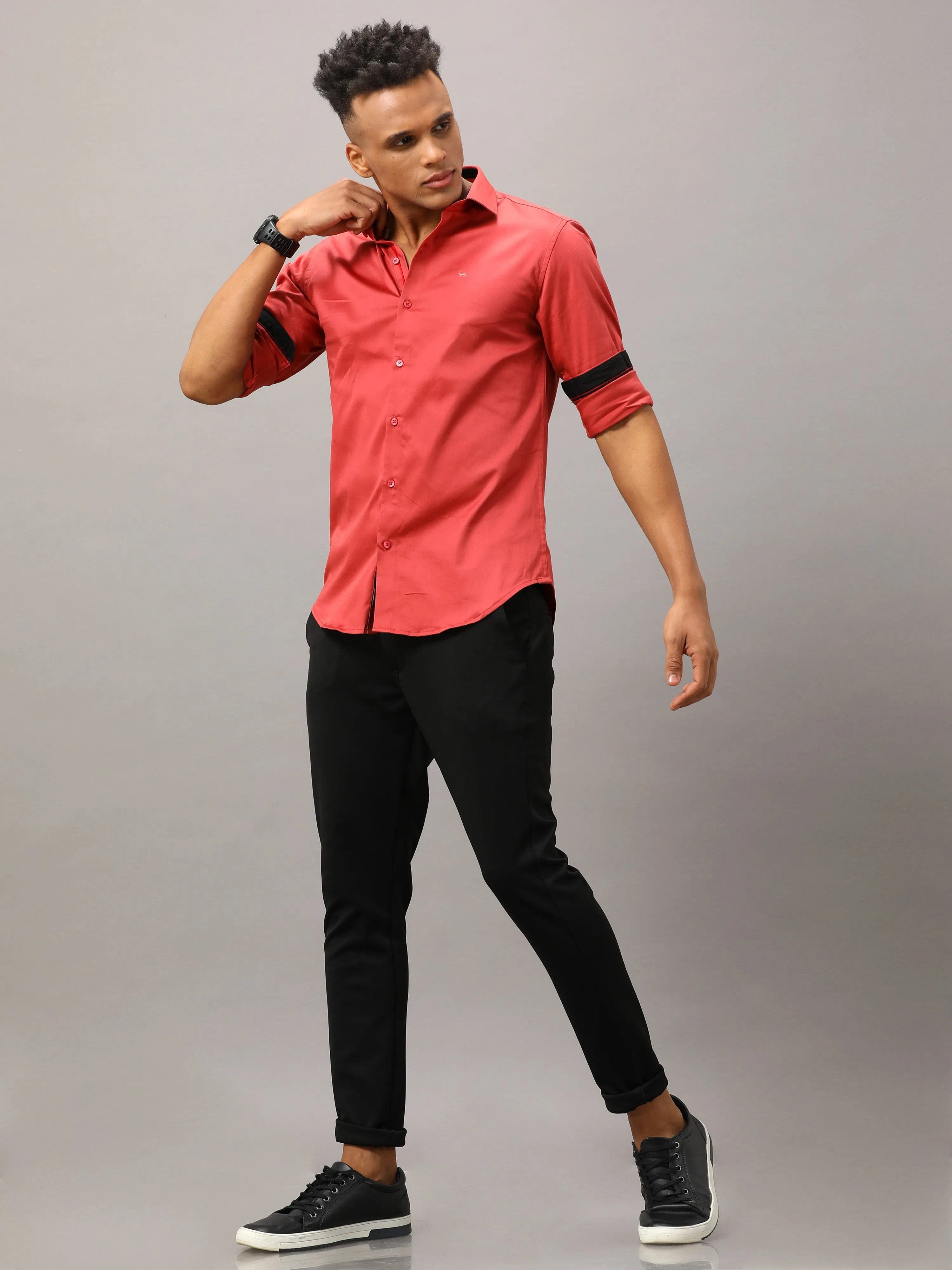 Plain Red Shirt Full Sleeve