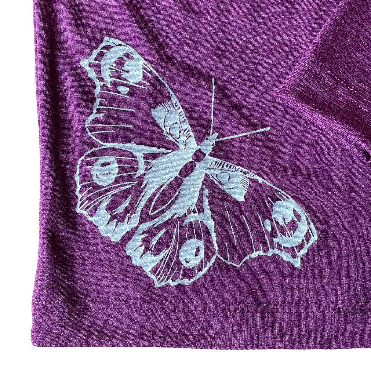 Shirt zwetschke Schmetterling, Merinowolle & Seide (bio/GOTS)