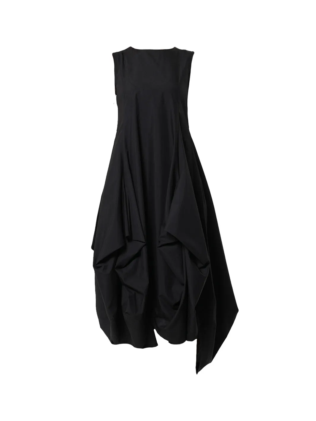 Sleeveless Black Dress With Drapings