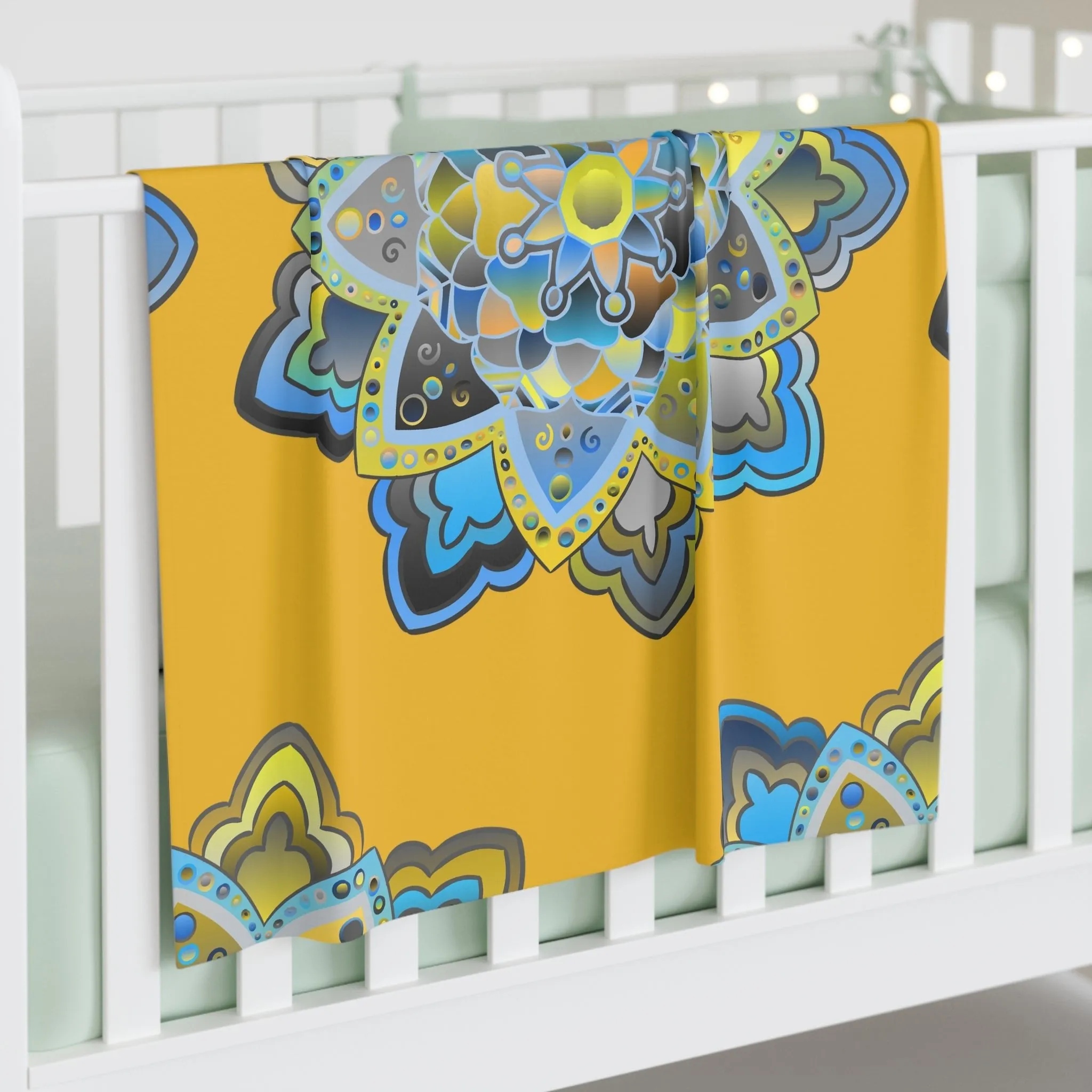 Soft Yellow Mandala Baby Swaddle Blanket - Mandala Art Design