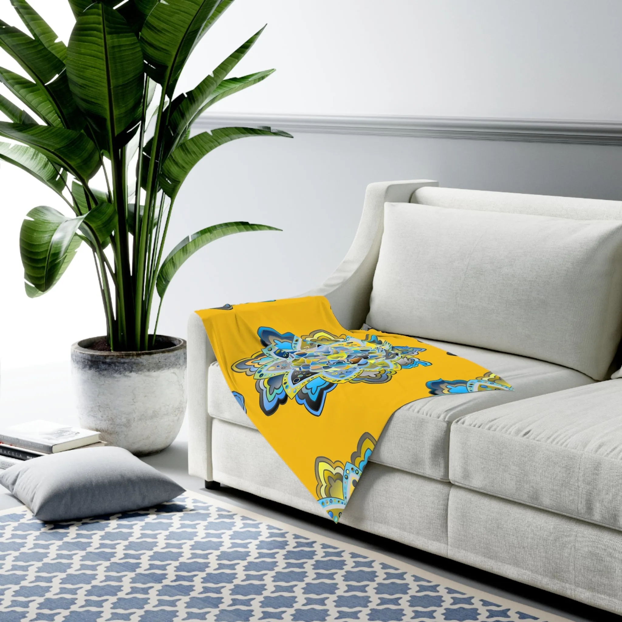 Soft Yellow Mandala Baby Swaddle Blanket - Mandala Art Design