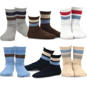 TeeHee Socks Kid's Casual Cotton Short Crew Sport Stripes 6-Pack (70055)