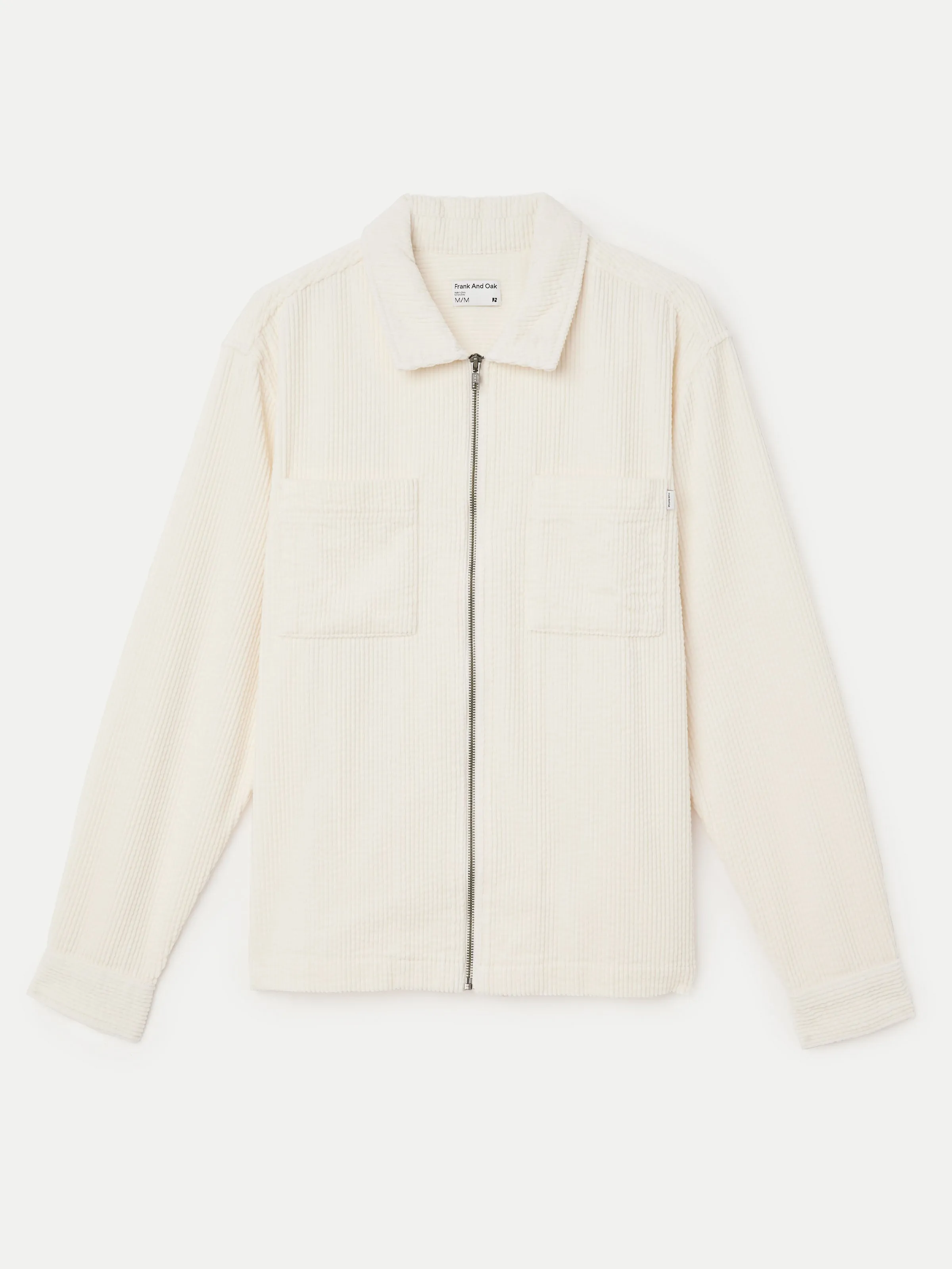 The Corduroy Zip Up Shirt in Off White