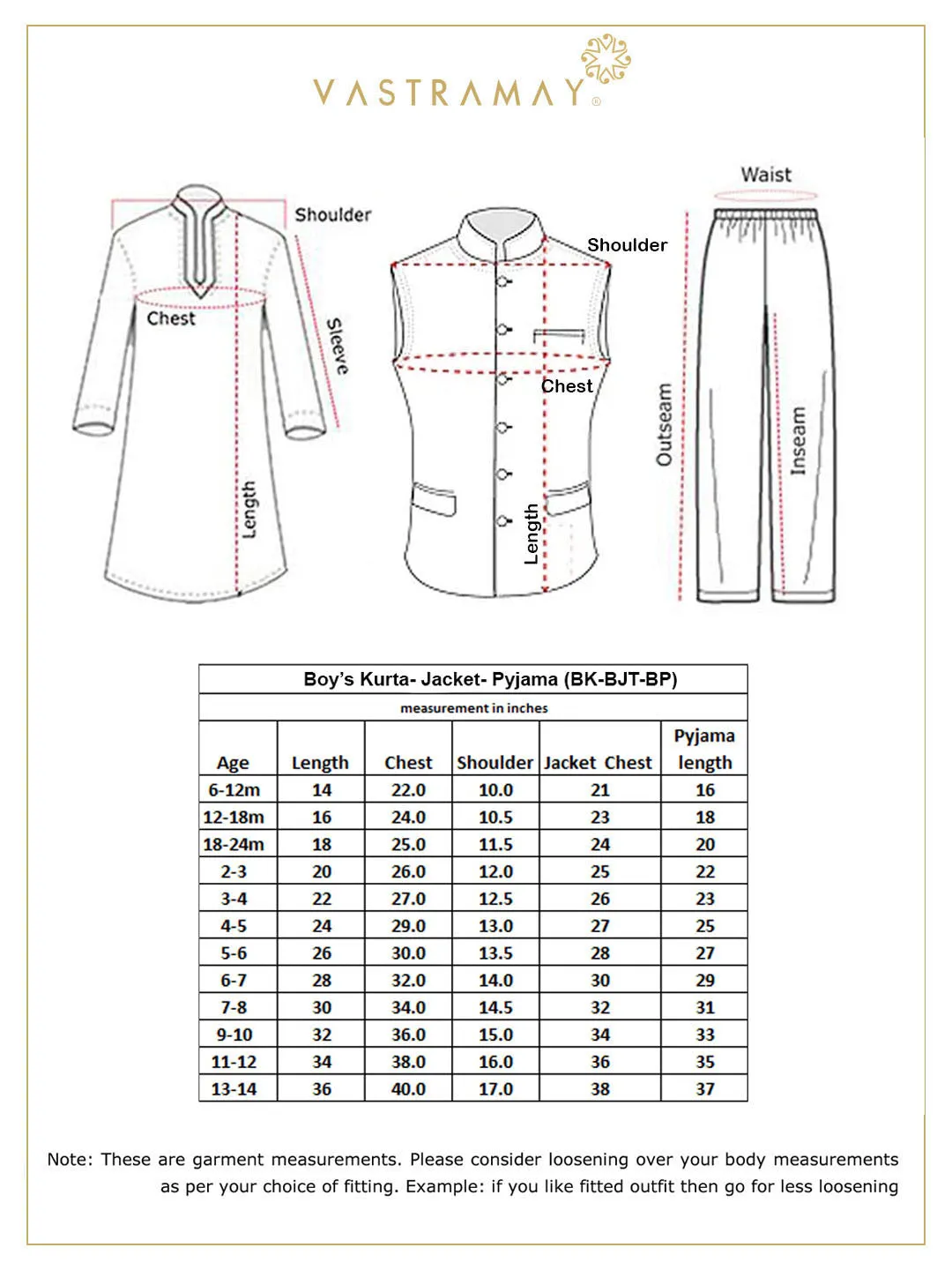 VASTRAMAY Boy's Light Green Woven Jacket With Cream Kurta and Pyjama Set