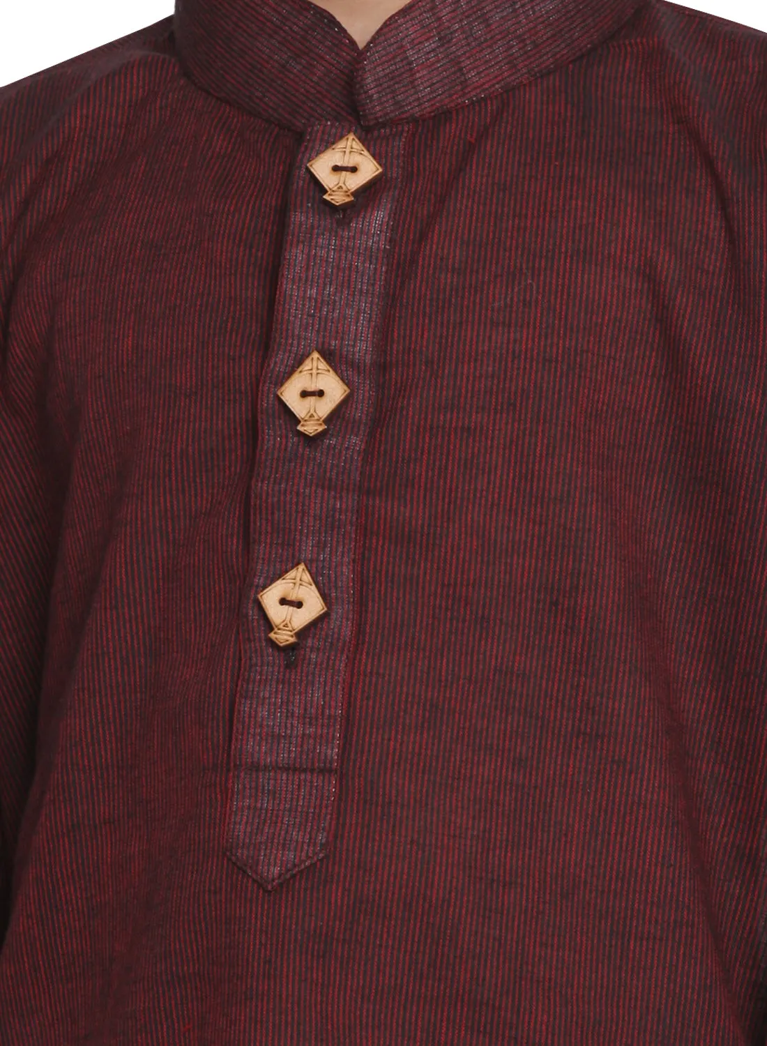 VASTRAMAY Boy's Maroon Handloom Pure Cotton Kurta