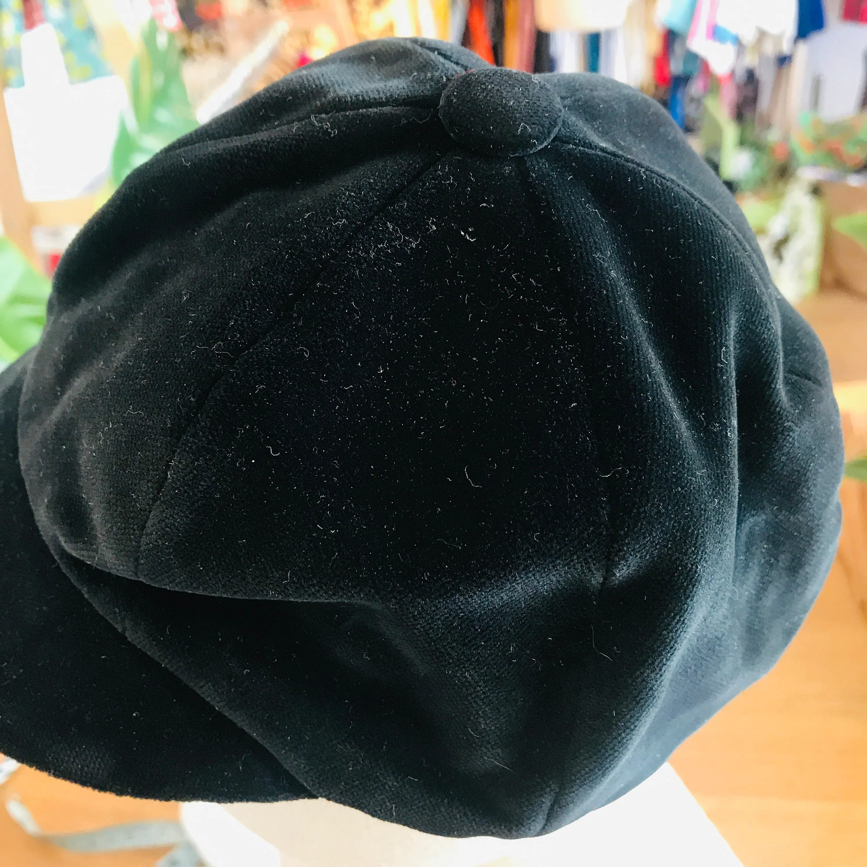 Vintage 1970s Black Velvet Cap French Made from Baby to 8 Years