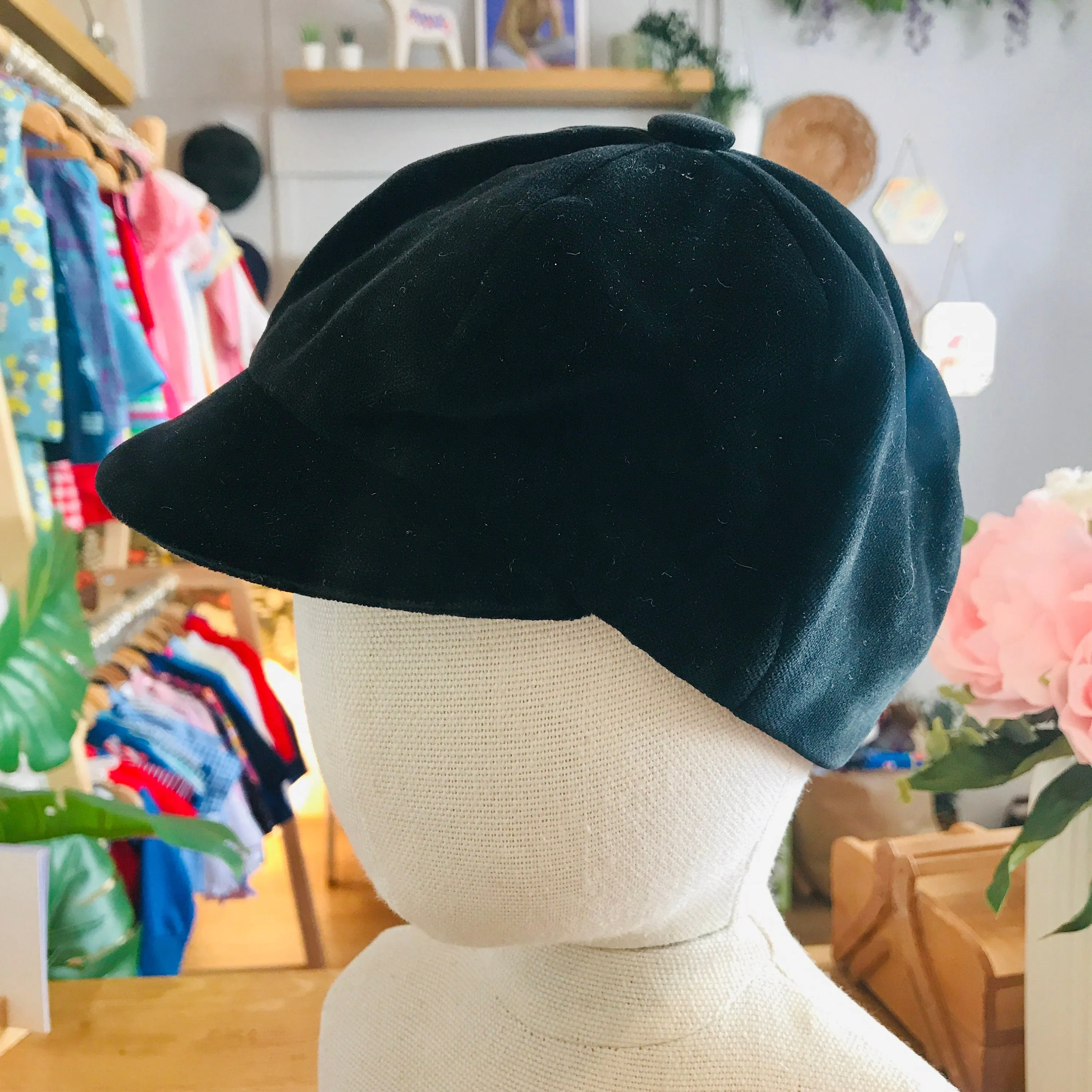 Vintage 1970s Black Velvet Cap French Made from Baby to 8 Years