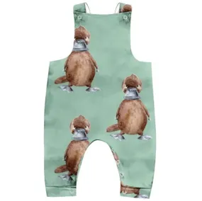 Vintage Green Platypus Long Leg Overalls