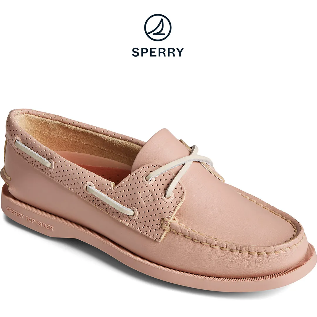 Women's Authentic Original Pin Perforated Boat Shoe - Rose (STS87113)